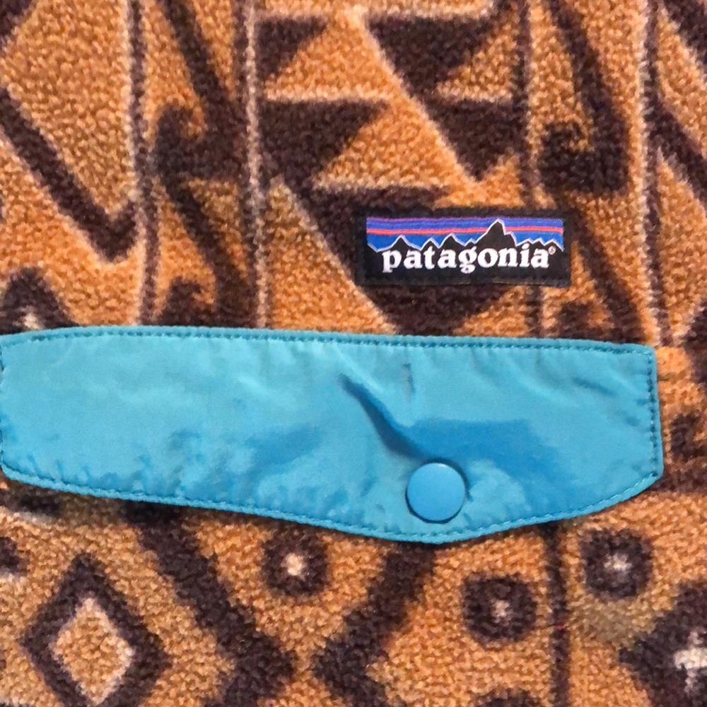 RARE Patagonia Synchilla Snap-T Fleece Pullover Montana Siete Bear Brown Tribal - Picture 11 of 15